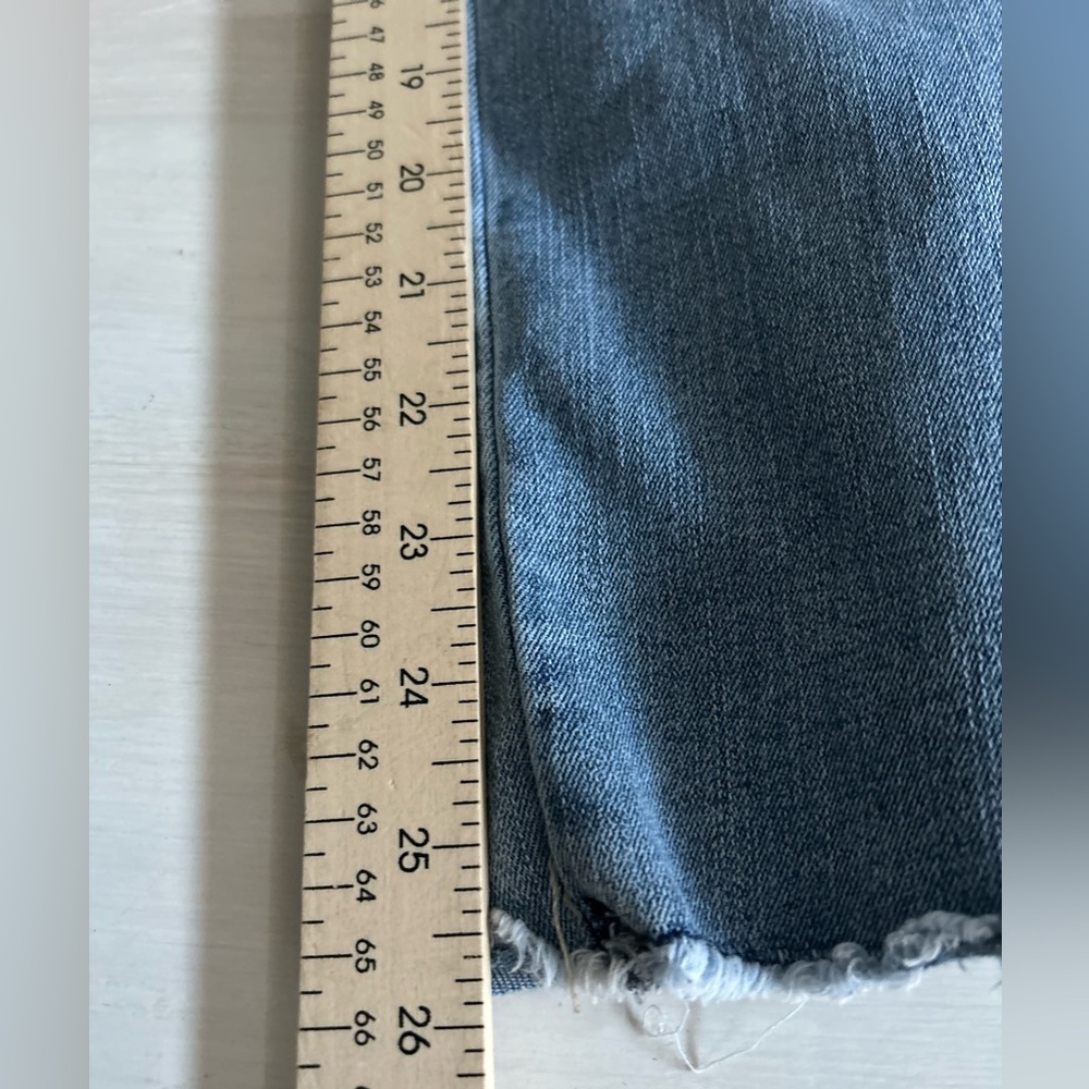 Democracy sailor pocket style jeans, women’s size 12, blue wash. Raw hem. - Picture 6 of 9